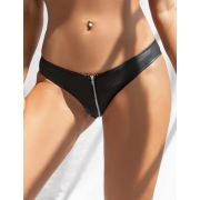 Кожаные черные трусики на молнии