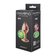 Анальная Пробка Diamond Emerald Shine 7,5х2,8см розовое золото