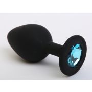 Пробка силиконовая черная с голубым стразом
