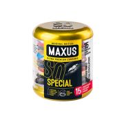 Презервативы Maxus, латекс, точечные, ребристые, железный кейс, 18 см, 5,3 см, 15 шт.