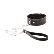 ДВУХСЛОЙНЫЙ ОШЕЙНИК ИЗ НАТУРАЛЬНОЙ КОЖИ С КРАСНОЙ СТРОЧКОЙ