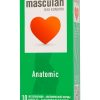 ПРЕЗЕРВАТИВЫ MASCULAN ANATOMIC, АНАТОМИЧЕСКОЙ ФОРМЫ, 5,3 СМ, 18,5 СМ
