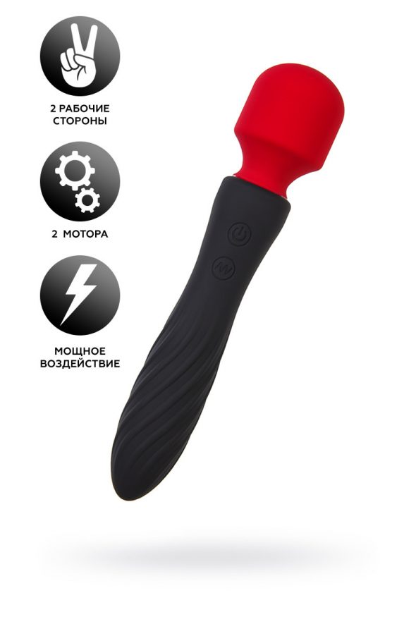 Двусторонний вибромассажер Black&Red by Toyfa, силикон, 21 см