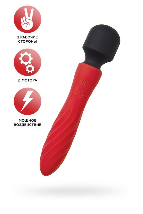 Двусторонний вибромассажер Black&Red by Toyfa, силикон, 21 см