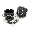 Наручники Black Flame, двухслойные, натуральная кожа, 6 см