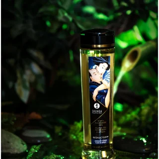 Shunga Масло для массажа Seduction Midnight flower, натуральное, возбуждающее, с цветочным ароматом