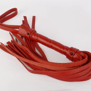 Плеть из кожи, 40 см, красная — страстная порка для ярких BDSM-сессий!