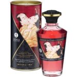 Массажное масло с афродизиаком Shunga 100 мл Игристое клубничное вино — съедобный разогрев!