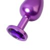 Анальная втулка Metal by TOYFA Amethyst M Violet, фиолетовая с фиолетовым кристаллом, 85 г