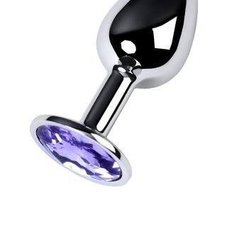 Анальная втулка Metal by TOYFA Amethyst S, металл, с фиолетовым кристаллом, 50 г