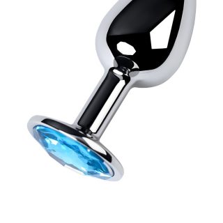 Анальная втулка Metal by TOYFA Topaz S с голубым кристаллом, металл, 50 Г