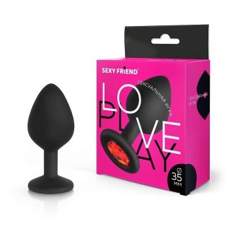 Анальная пробка SEXY FRIEND Black Red crystall 3.5 см