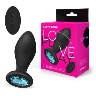 Втулка с вибрацией SEXY FRIEND Black Blue crystall S, 10 режимов вибрации, дистанционный пульт