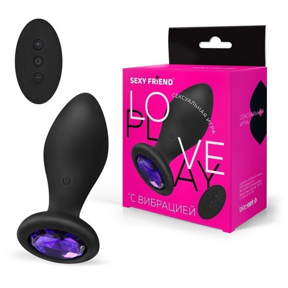 Втулка с вибрацией SEXY FRIEND Black Violet crystall S, 10 режимов вибрации, дистанционный пульт