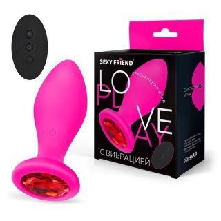 Втулка с вибрацией SEXY FRIEND Pink Red Crystall M, 10 режимов, дистанционный пульт